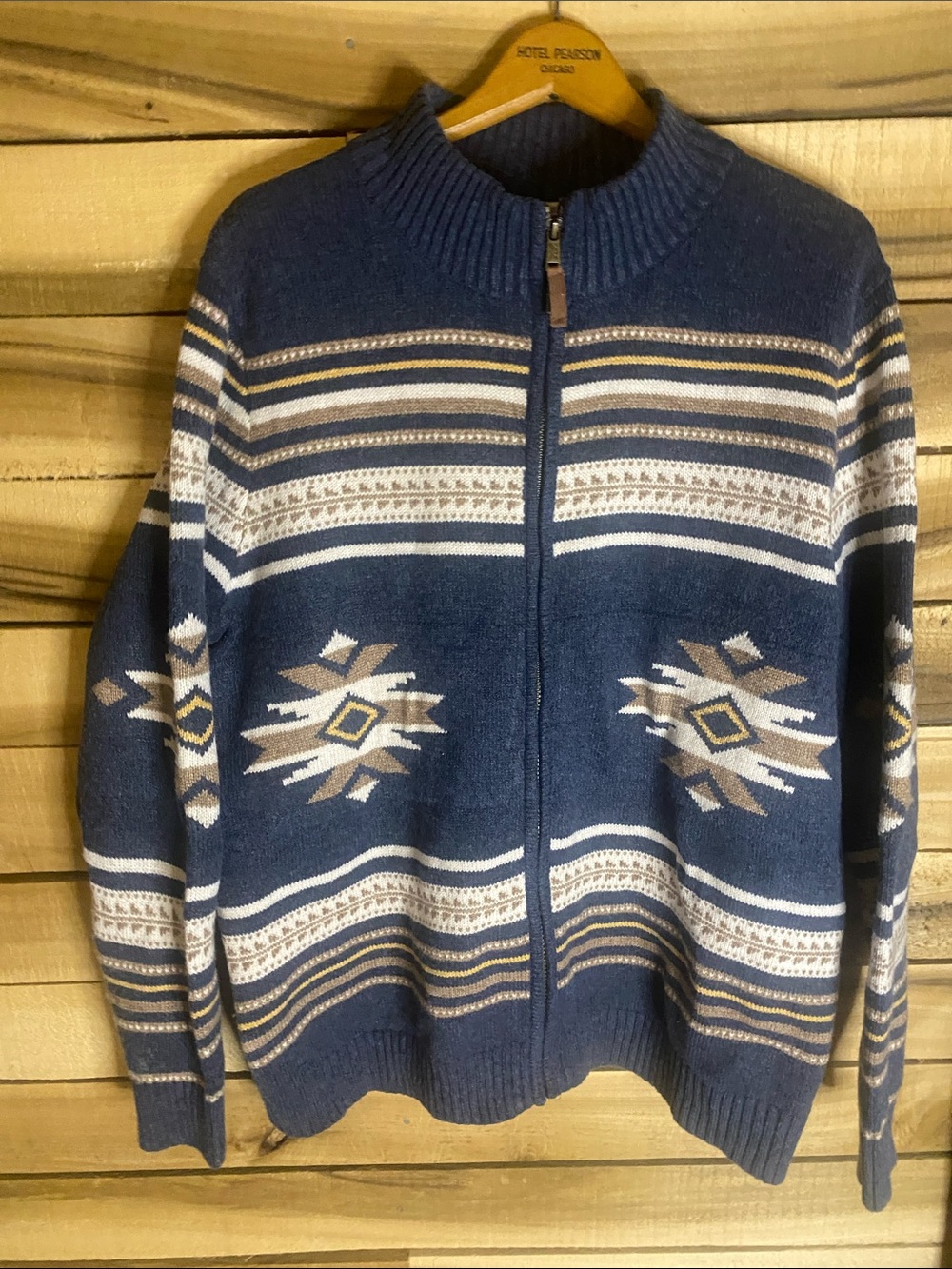 Frye and Co. blue Southwestern Zip-Up Sweater Jacket size XXL